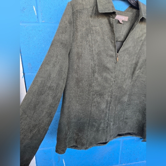 Croft & Barrow Olive Green Microsuede Light Jacket Sz L - Picture 6 of 12